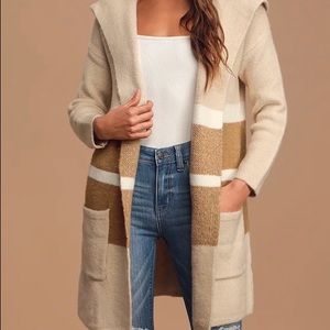 Lulus tan and beige cardigan sweater